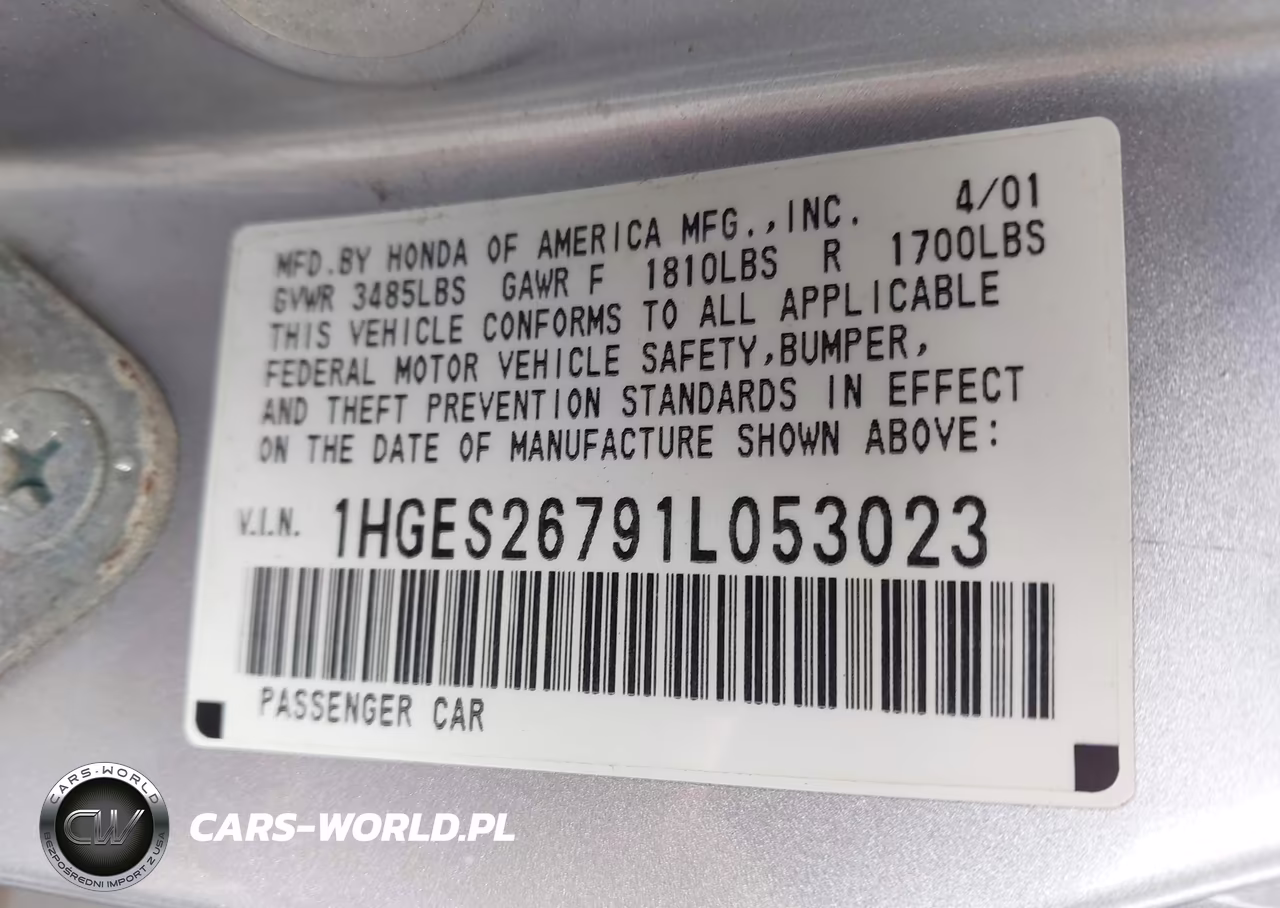 2001 Honda Civic Ex VIN:1HGES26791L053023 - 9