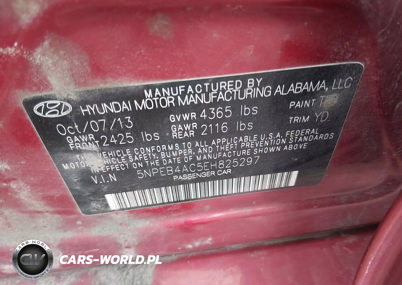2014 Hyundai Sonata Gls VIN:5NPEB4AC5EH825297 - 9