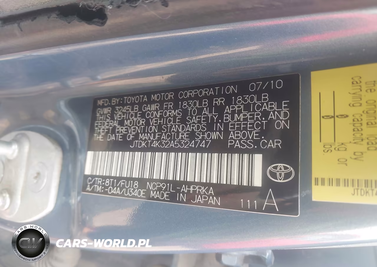 2010 Toyota Yaris VIN:JTDKT4K32A5324747 - 9