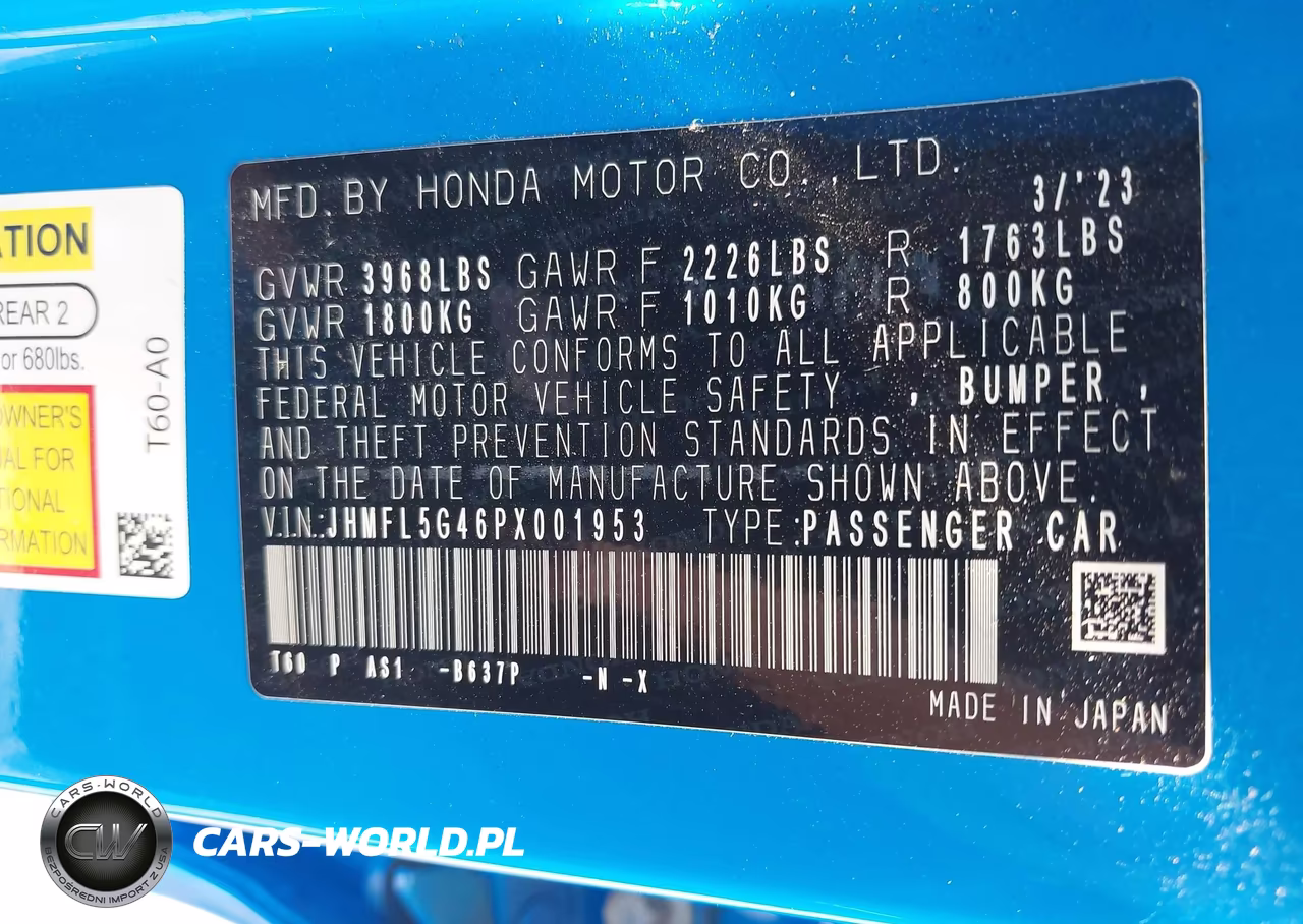 2023 Honda Civic Type R Touring VIN:JHMFL5G46PX001953 - 9