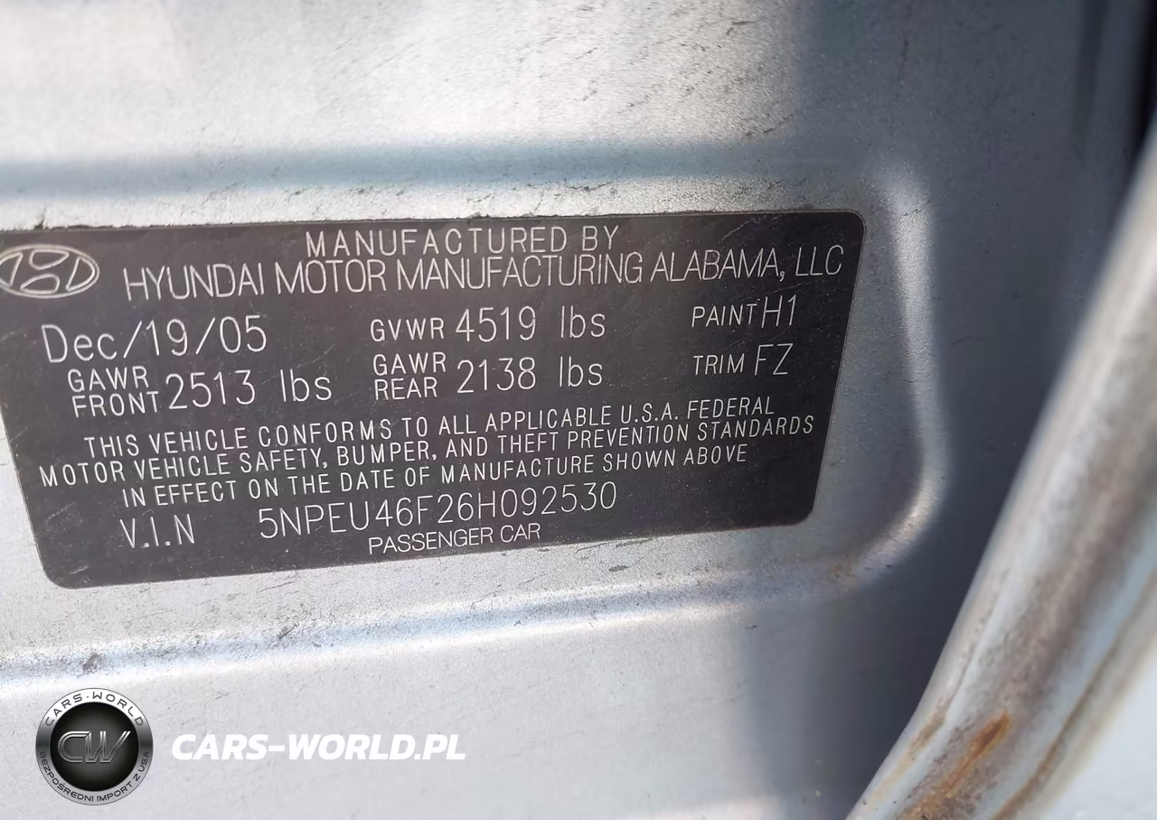 2006 Hyundai Sonata Gls V6-Lx V6 VIN:5NPEU46F26H092530 - 9