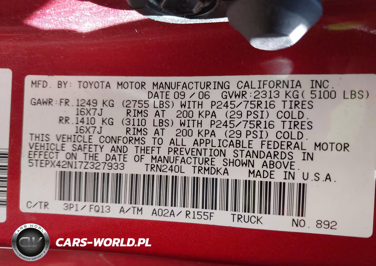 2007 Toyota Tacoma VIN:5TEPX42N17Z327933 - 9