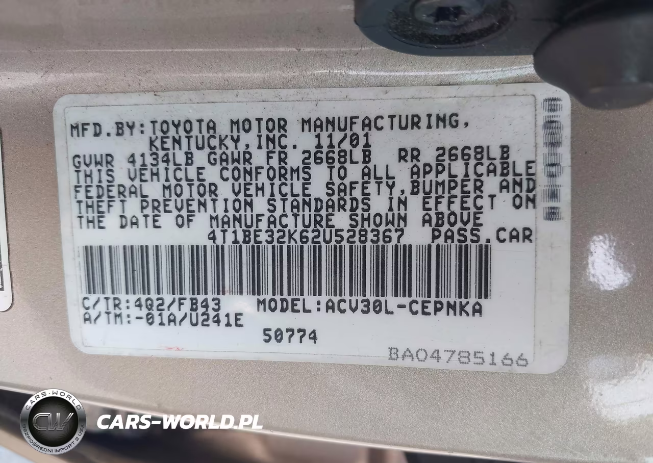 2002 Toyota Camry Le VIN:4T1BE32K62U528367 - 9