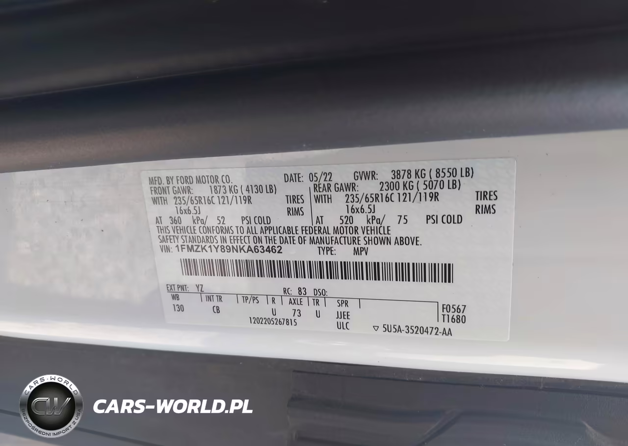 2022 Ford Transit-150 Passenger Van Xl VIN:1FMZK1Y89NKA63462 - 9