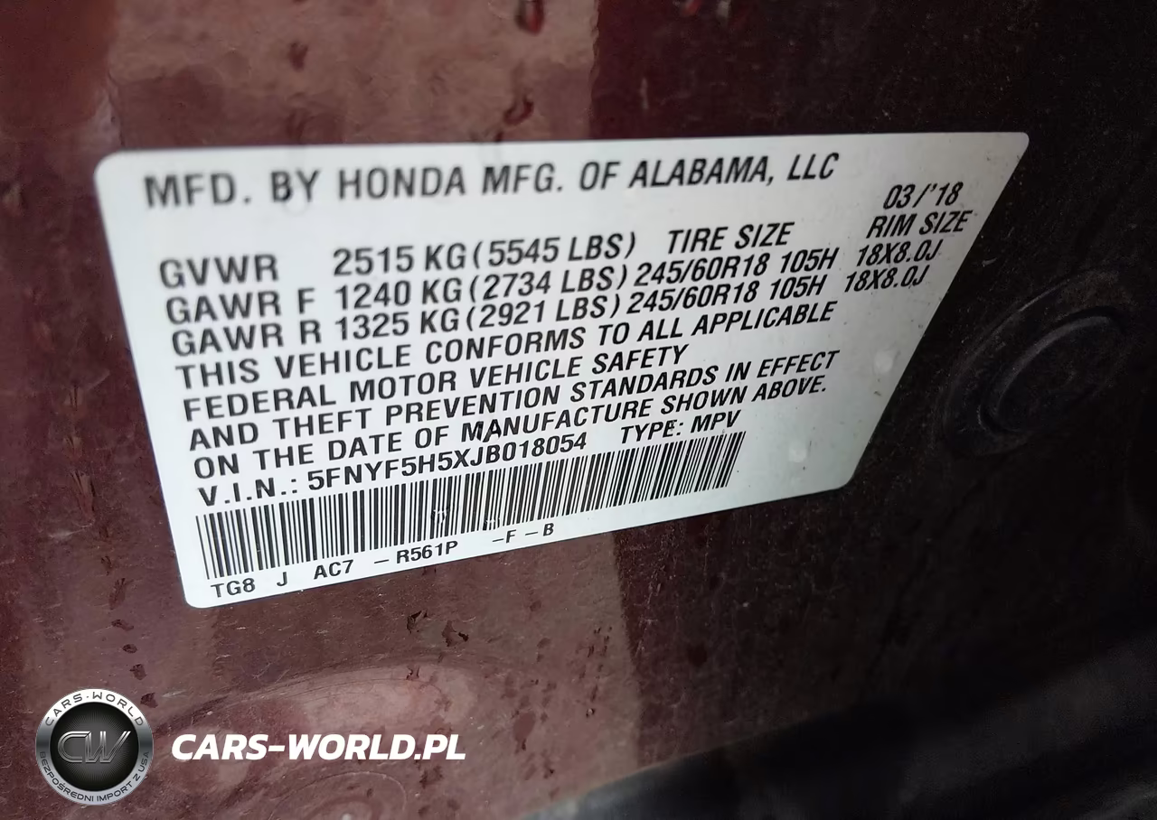 2018 Honda Pilot Ex-L VIN:5FNYF5H5XJB018054 - 9