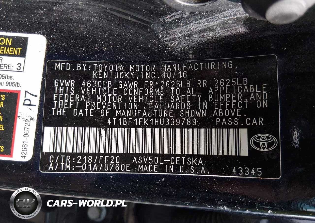 2017 Toyota Camry Se VIN:4T1BF1FK1HU339789 - 9