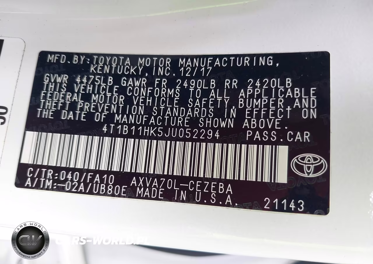 2018 Toyota Camry L VIN:4T1B11HK5JU052294 - 9