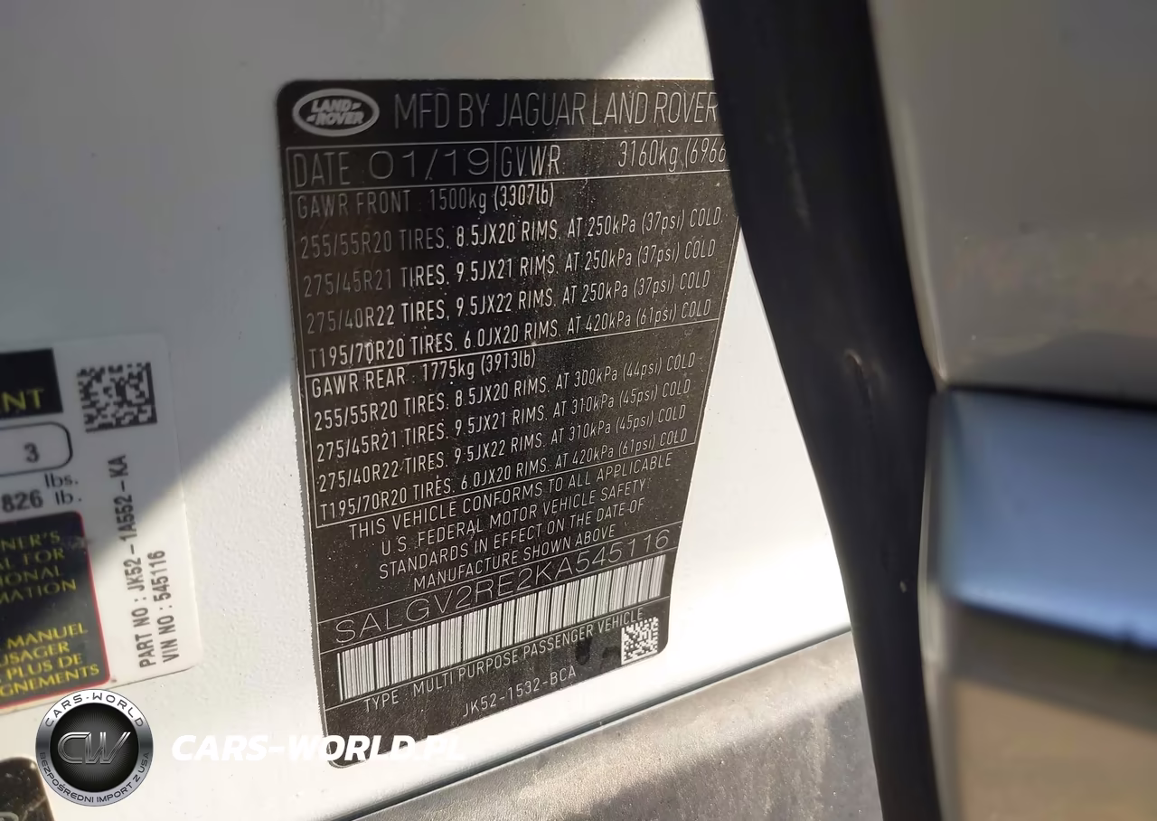 2019 Land Rover Range Rover 5.0L V8 Supercharged Autobiography VIN:SALGV2RE2KA545116 - 9