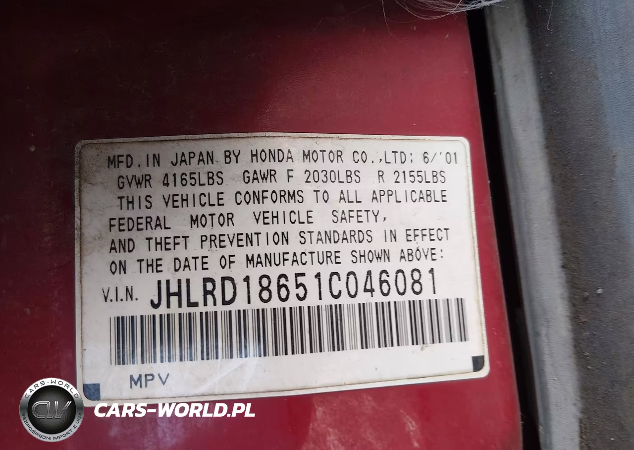 2001 Honda Cr-V Ex VIN:JHLRD18651C046081 - 9