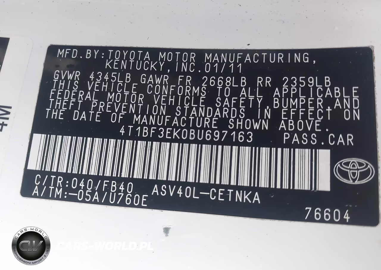 2011 Toyota Camry Le VIN:4T1BF3EK0BU697163 - 9
