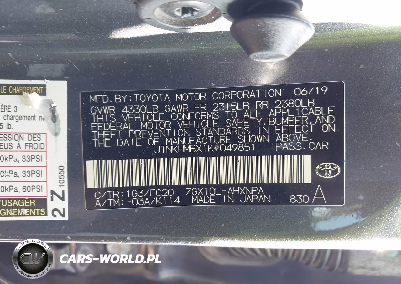 2019 Toyota C-Hr Le VIN:JTNKHMBX1K1049851 - 9