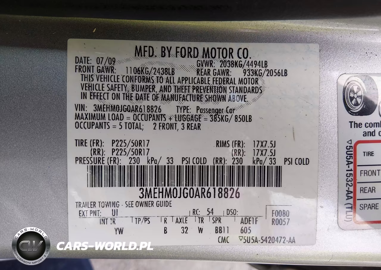2010 Mercury Milan Premier VIN:3MEHM0JG0AR618826 - 9
