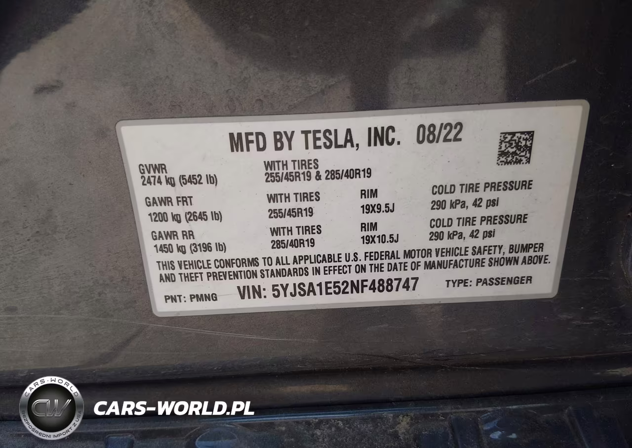 2022 Tesla Model S Dual Motor All-Wheel Drive VIN:5YJSA1E52NF488747 - 9