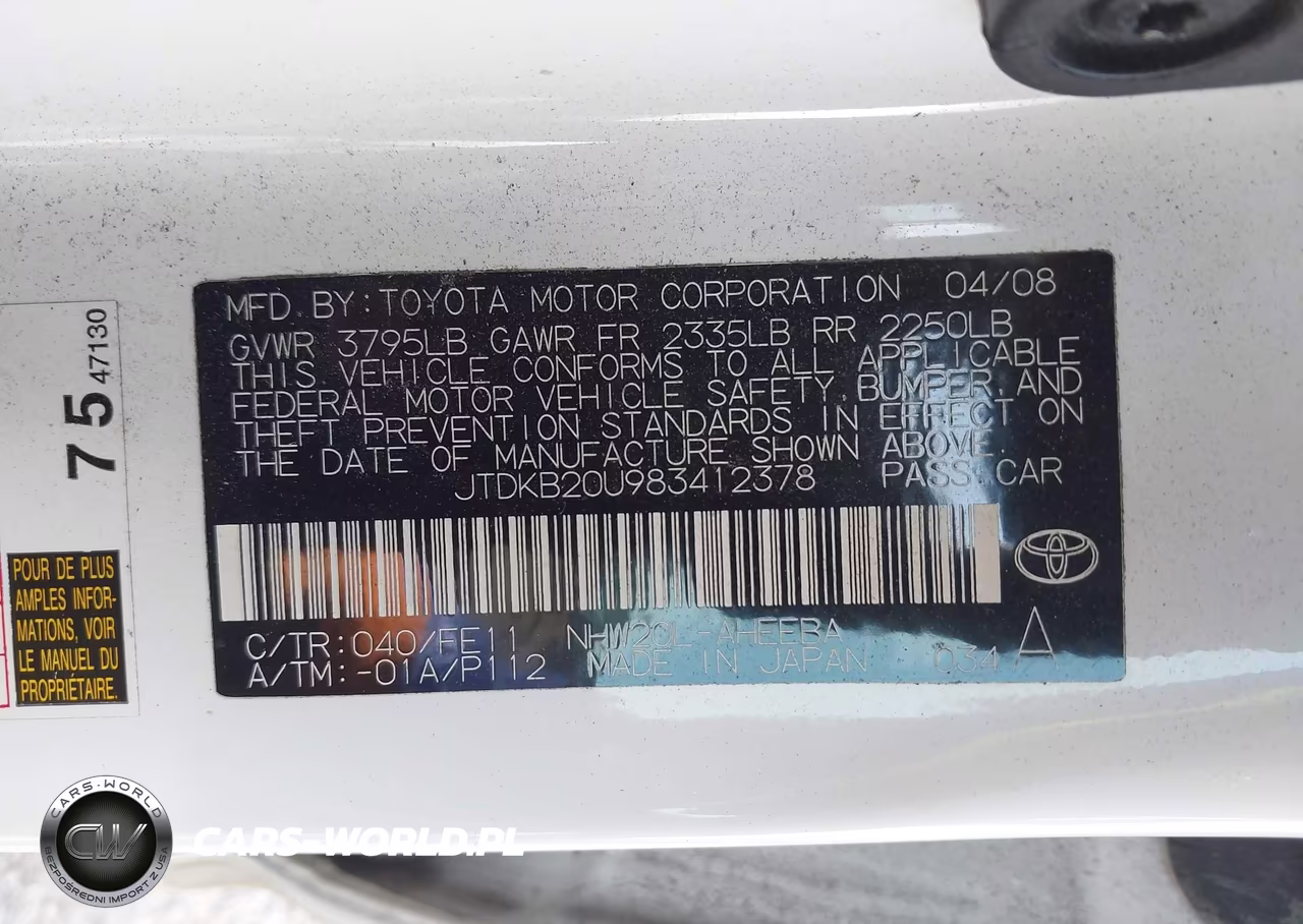 2008 Toyota Prius VIN:JTDKB20U983412378 - 9