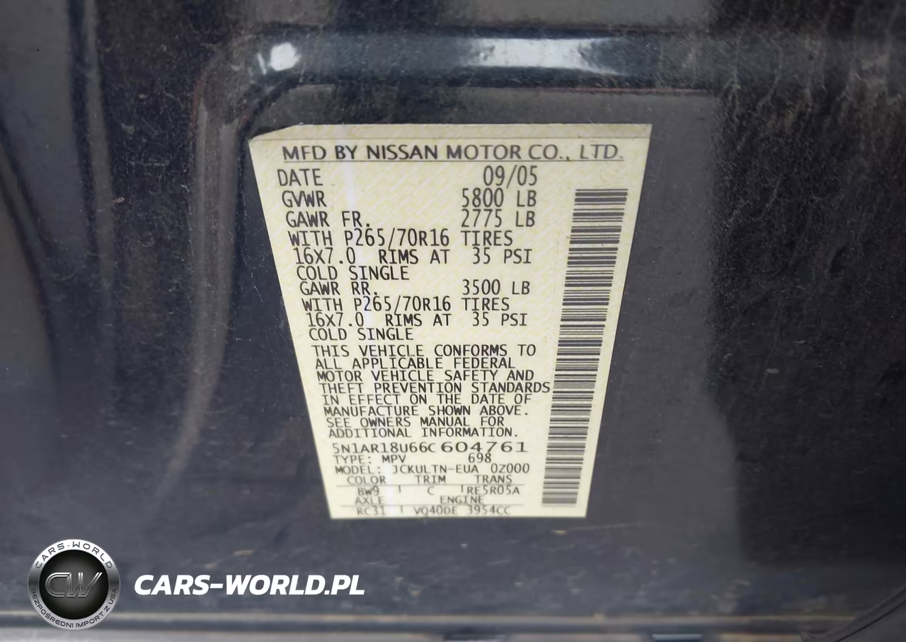 2006 Nissan Pathfinder Se VIN:5N1AR18U66C604761 - 9