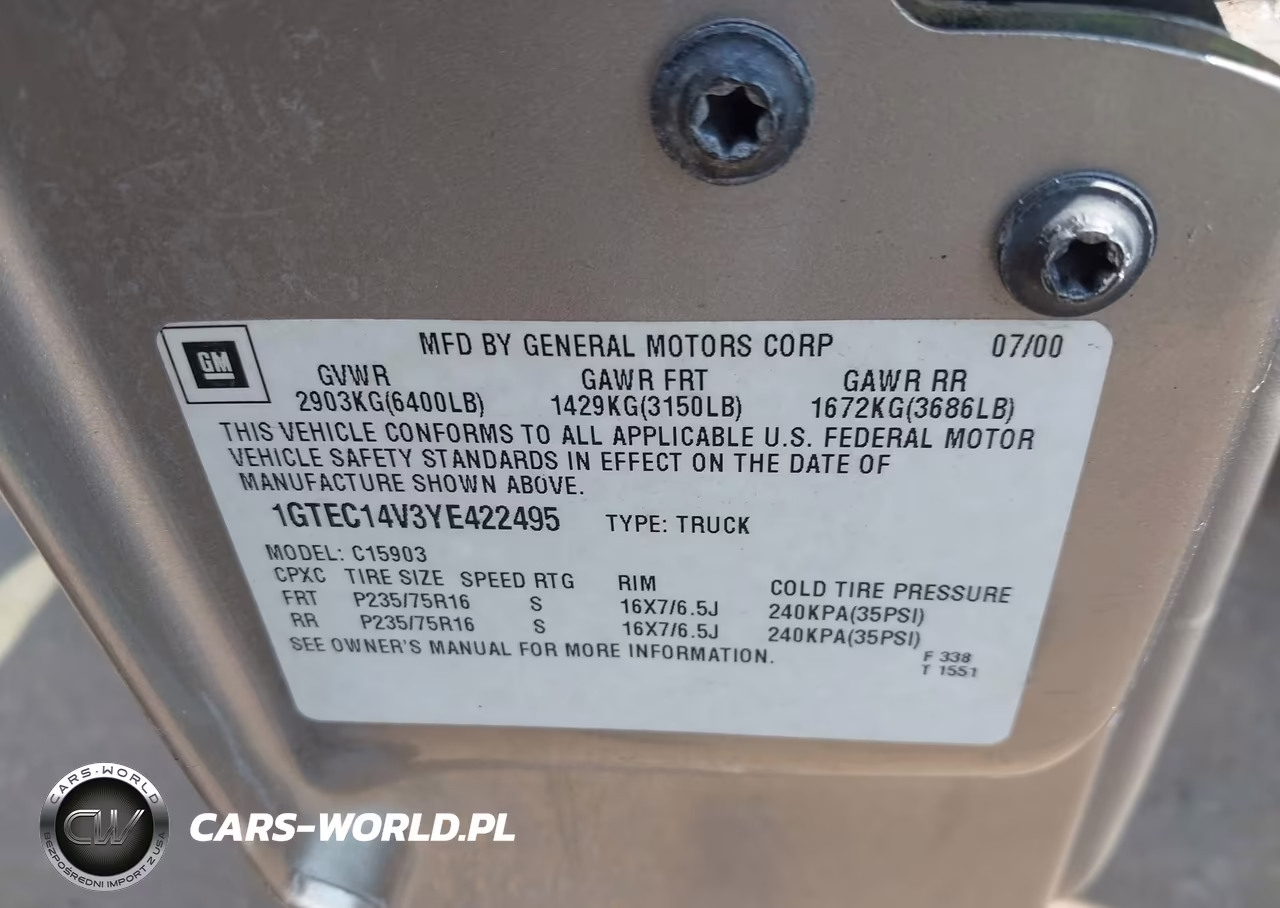 2000 GMC Sierra 1500 Sle VIN:1GTEC14V3YE422495 - 9