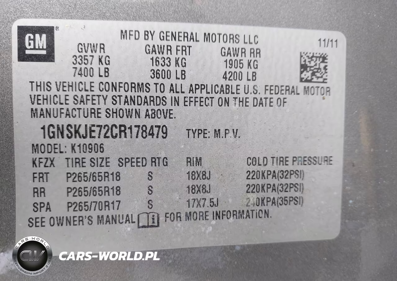 2012 Chevrolet Suburban Lt VIN:1GNSKJE72CR178479 - 9