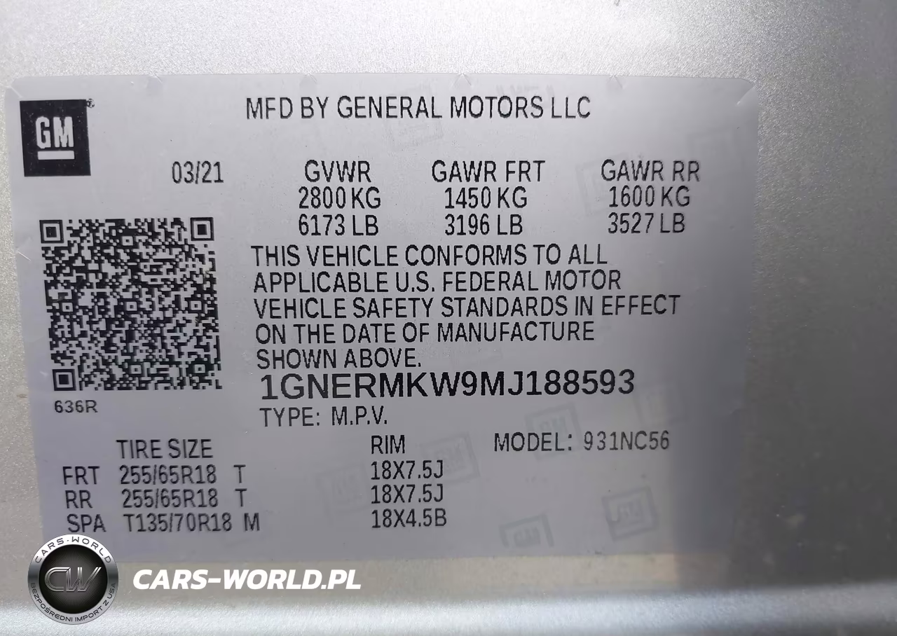 2021 Chevrolet Traverse Fwd 2Fl VIN:1GNERMKW9MJ188593 - 9