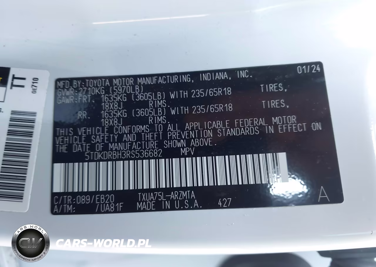 2024 Toyota Highlander Xle VIN:5TDKDRBH3RS536682 - 9