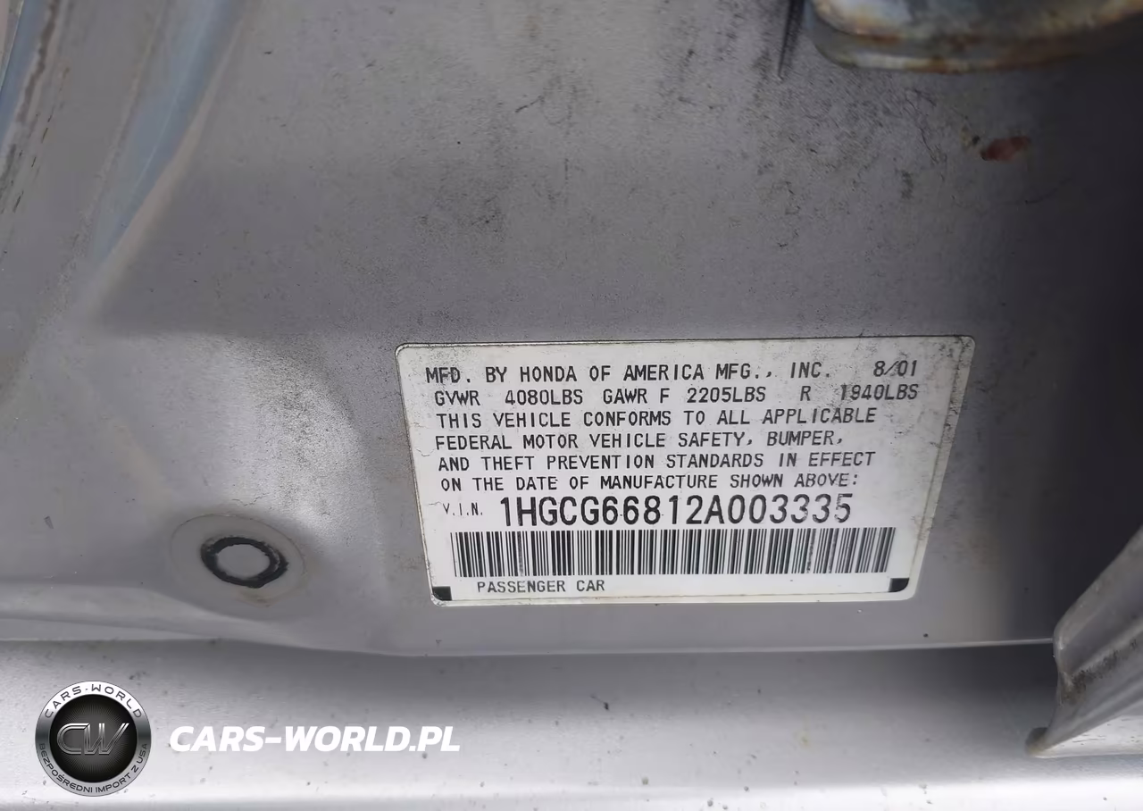 2002 Honda Accord 2.3 Ex-2.3 Se VIN:1HGCG66812A003335 - 9