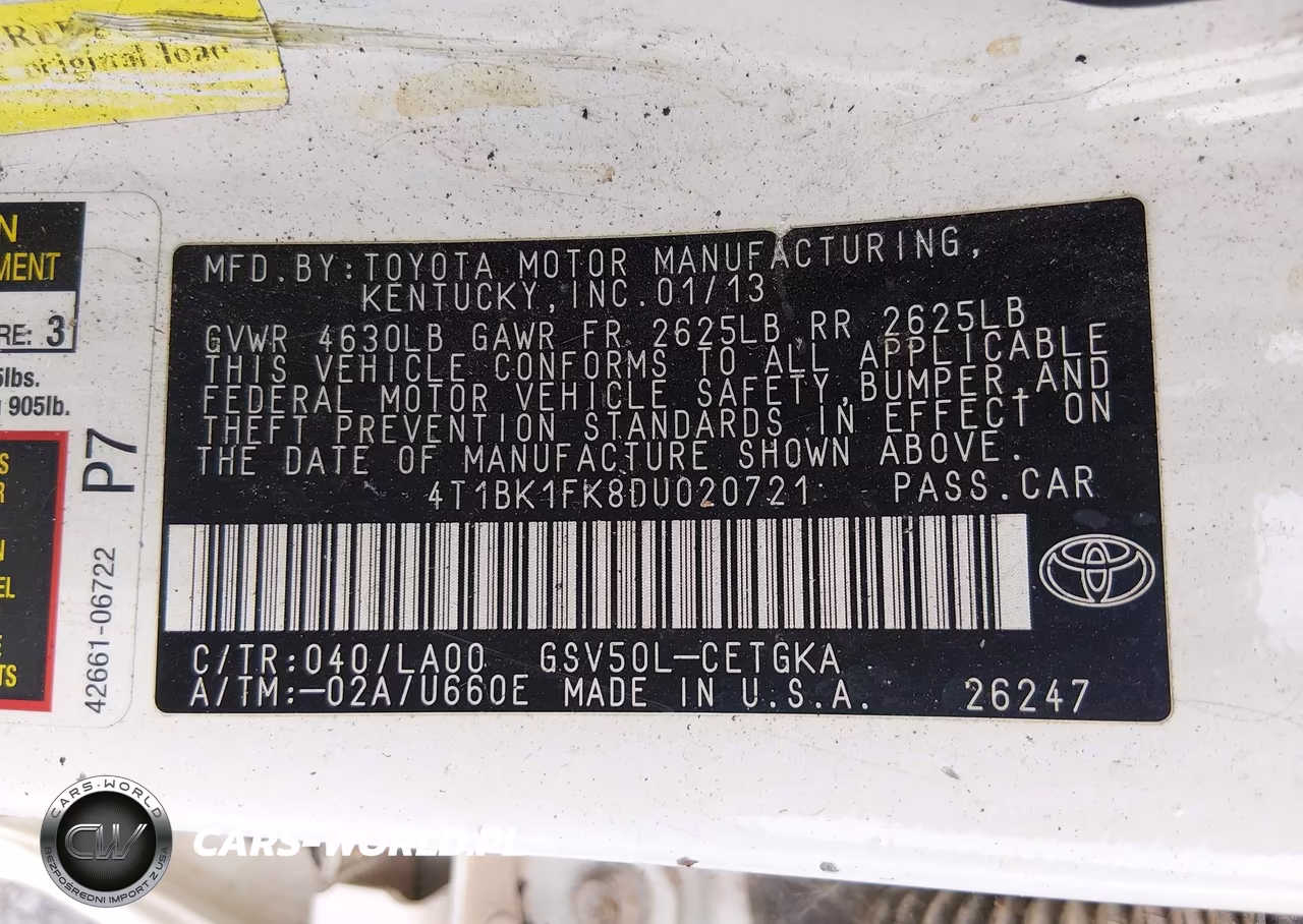 2013 Toyota Camry Xle V6 VIN:4T1BK1FK8DU020721 - 9