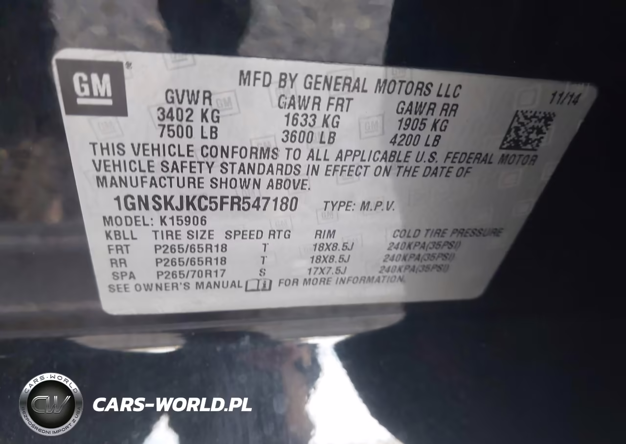 2015 Chevrolet Suburban 1500 Lt VIN:1GNSKJKC5FR547180 - 9