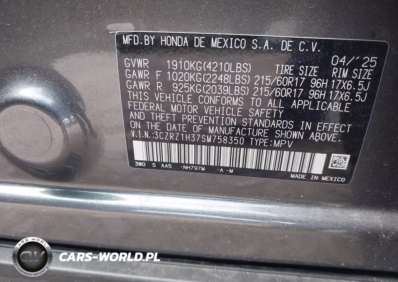 2025 Honda Hr-V 2Wd Lx VIN:3CZRZ1H37SM758350 - 9
