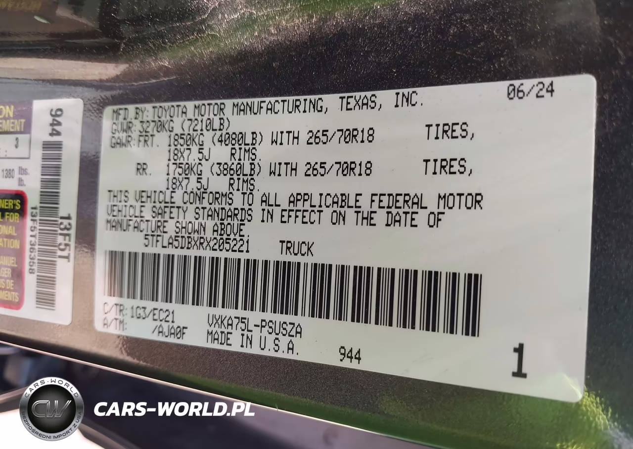 2024 Toyota Tundra Sr5 VIN:5TFLA5DBXRX205221 - 9