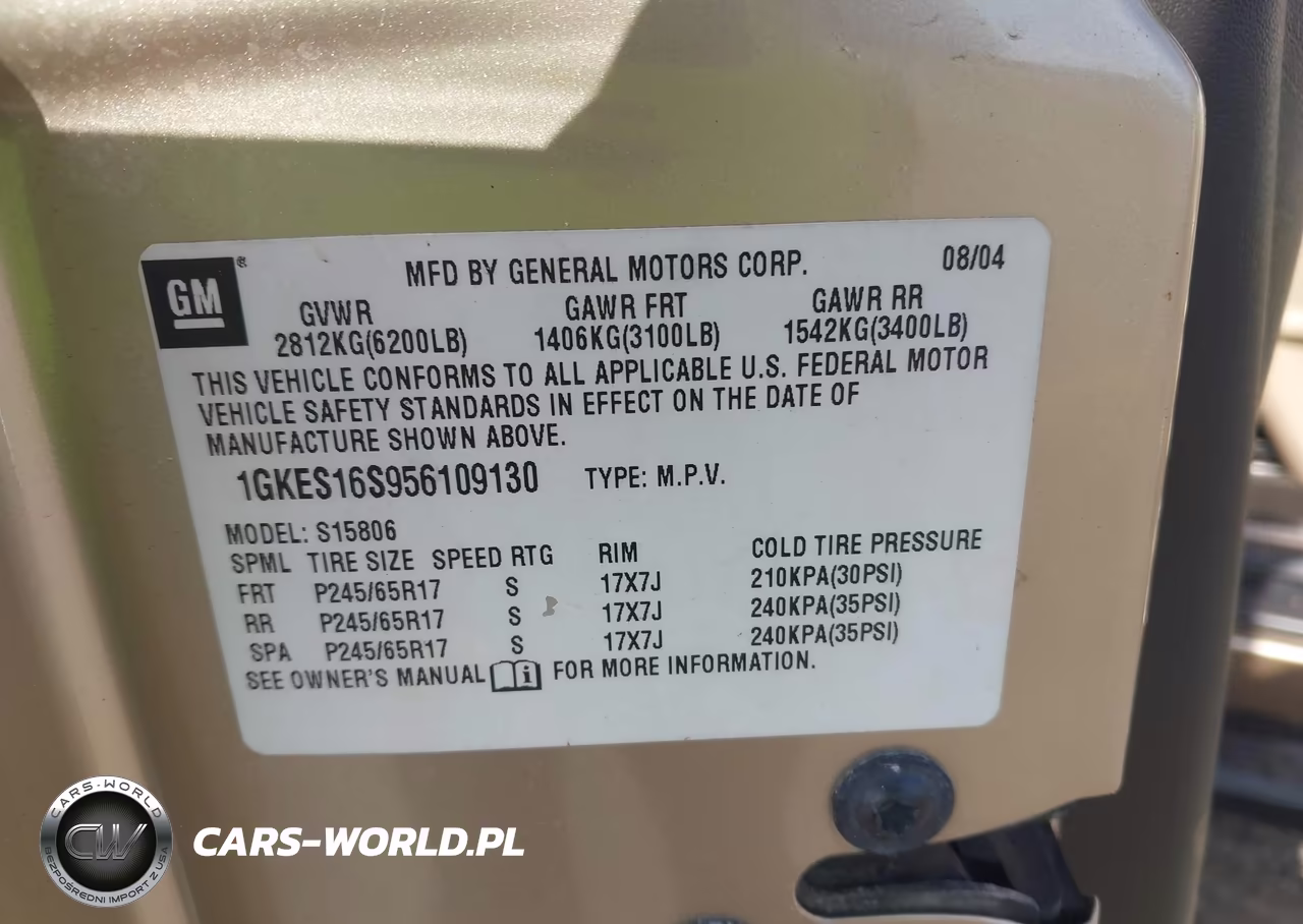 2005 GMC Envoy Xl Sle VIN:1GKES16S956109130 - 9