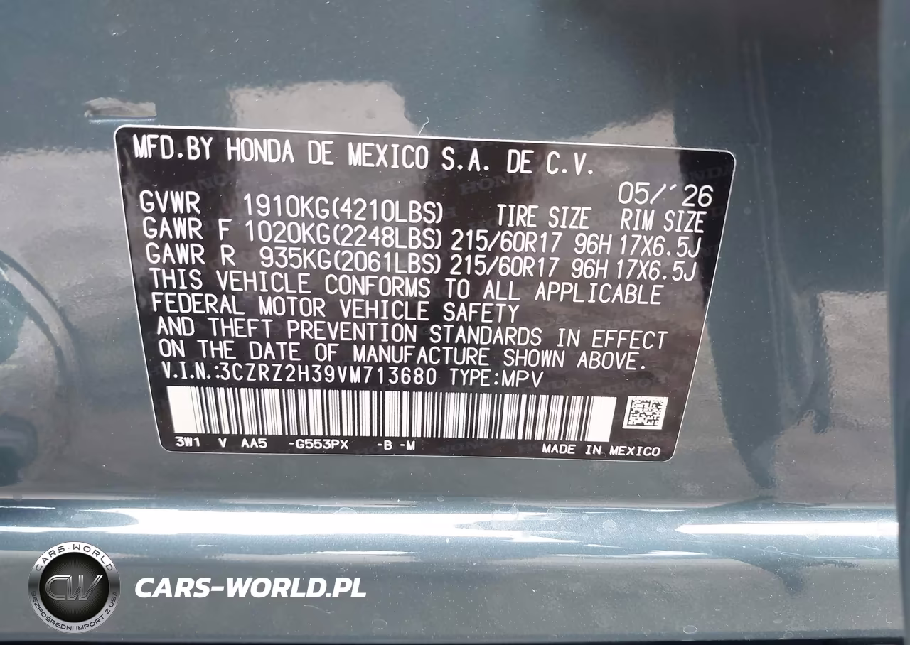 2027 Honda Hr-V Lx Awd VIN:3CZRZ2H39VM713680 - 9