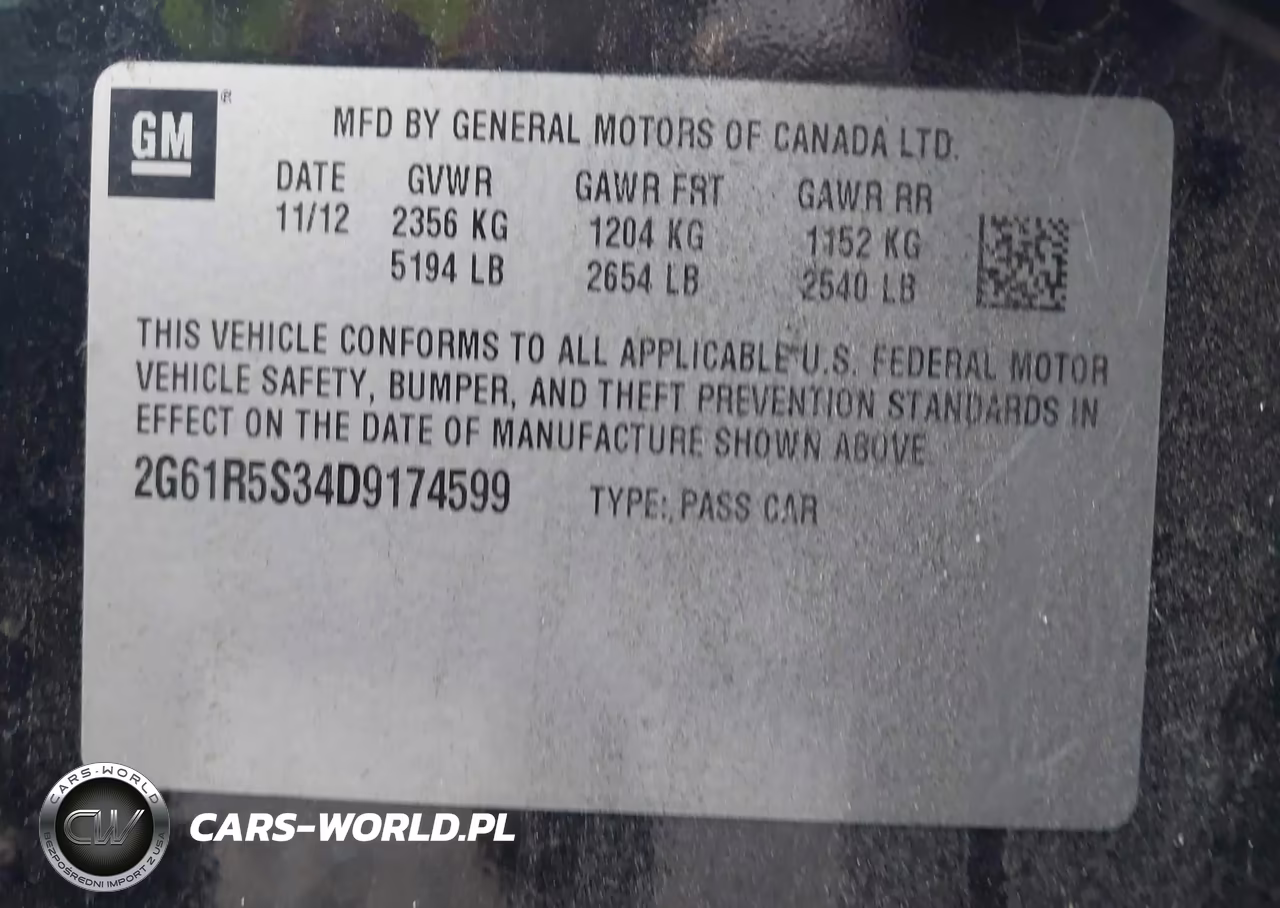 2013 Cadillac Xts Luxury VIN:2G61R5S34D9174599 - 9