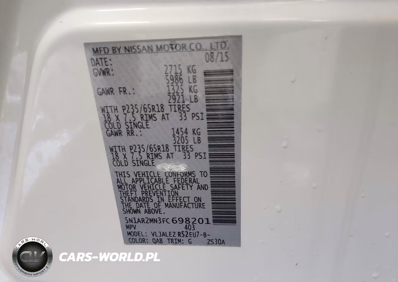 2015 Nissan Pathfinder Sv VIN:5N1AR2MN3FC698201 - 9