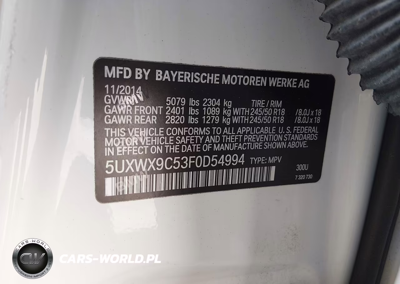 2015 BMW X3 xDrive28I VIN:5UXWX9C53F0D54994 - 9