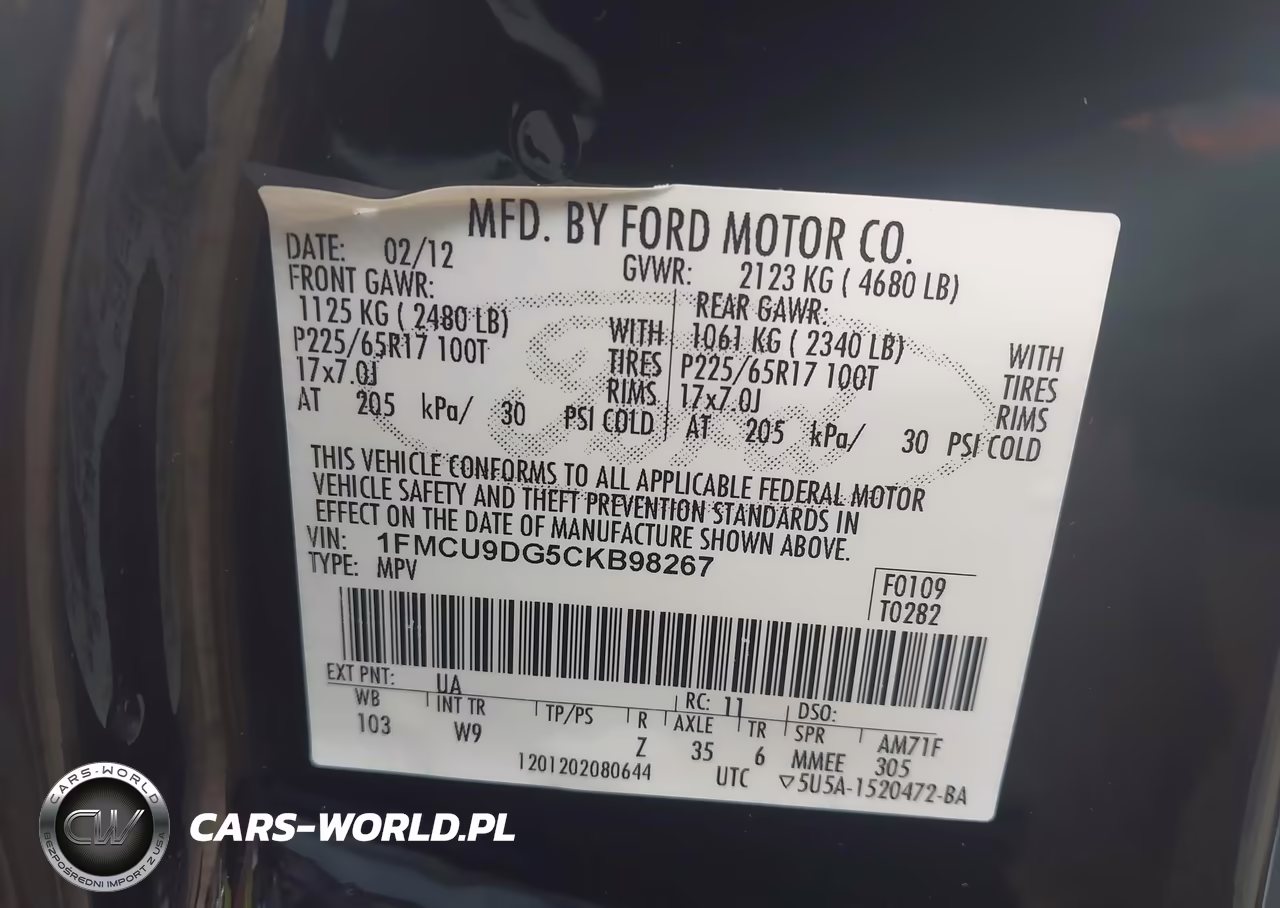 2012 Ford Escape Xlt VIN:1FMCU9DG5CKB98267 - 9