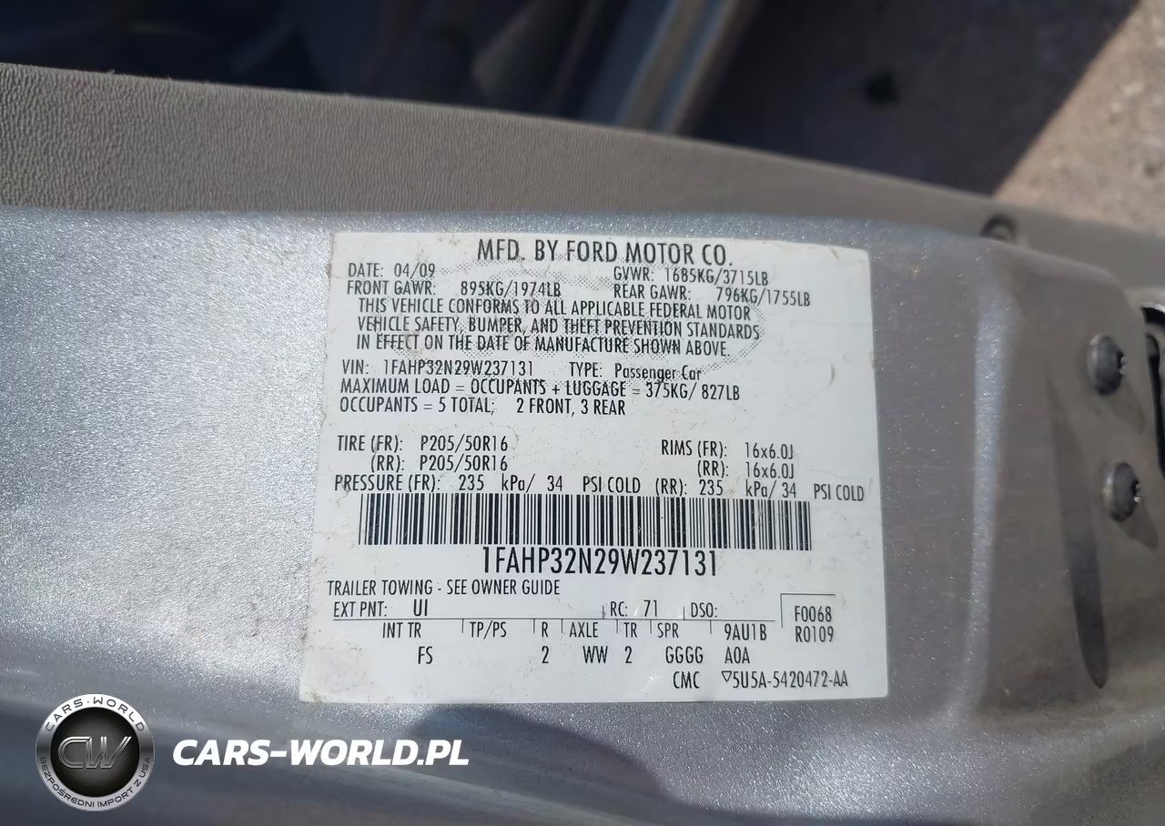 2009 Ford Focus Se VIN:1FAHP32N29W237131 - 9