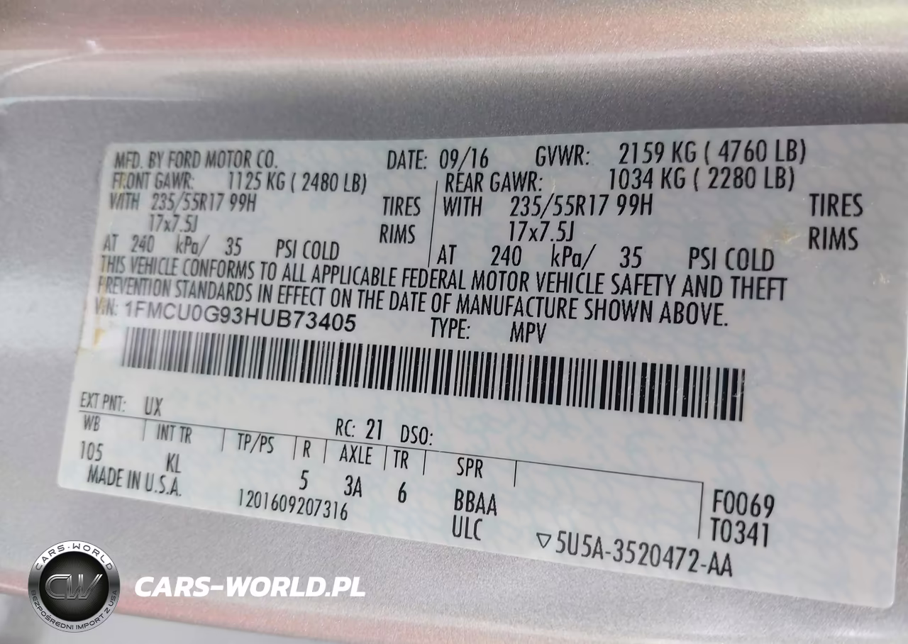 2017 Ford Escape Se VIN:1FMCU0G93HUB73405 - 9