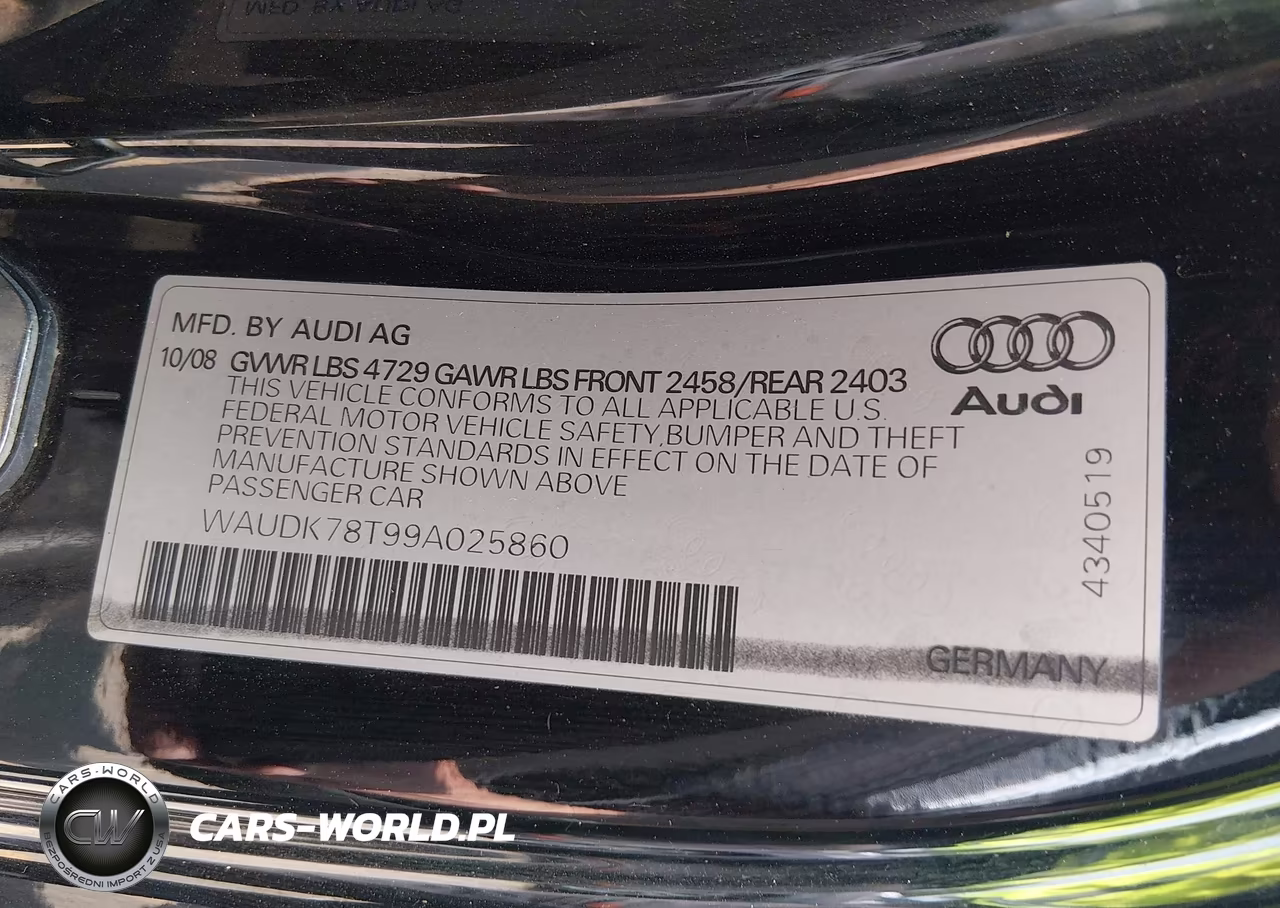 2009 Audi A5 3.2L VIN:WAUDK78T99A025860 - 9