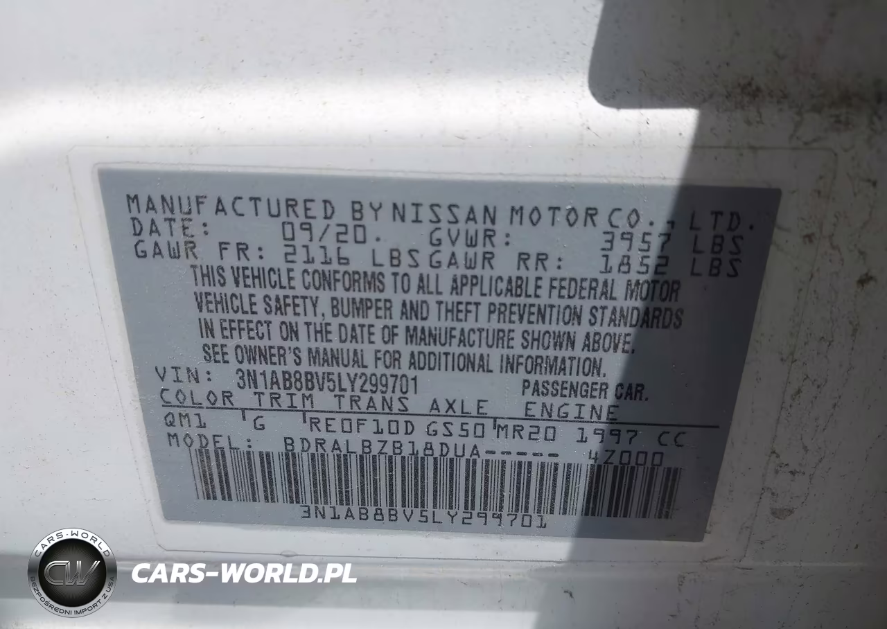 2020 Nissan Sentra S Xtronic Cvt VIN:3N1AB8BV5LY299701 - 9