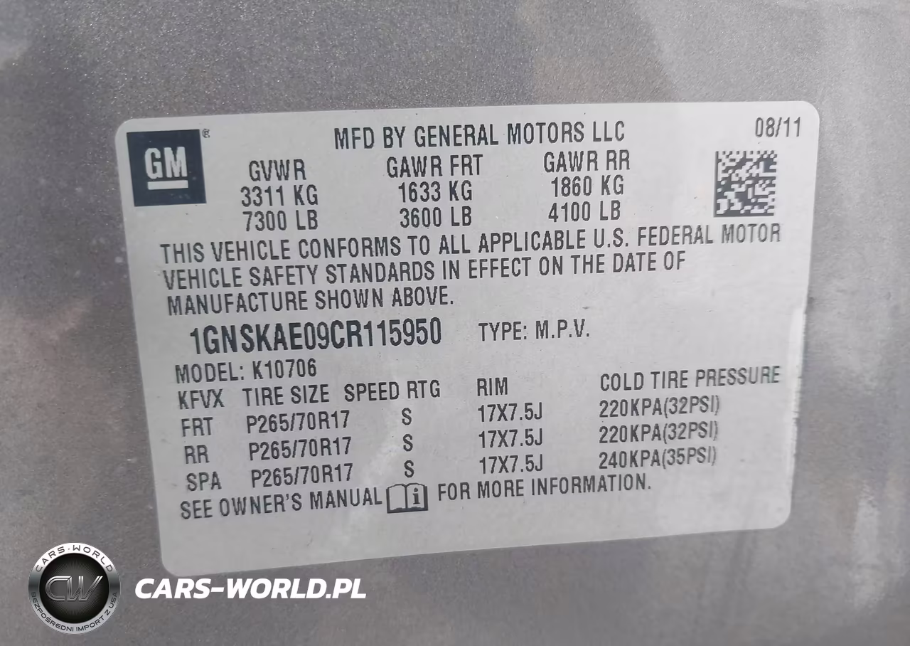 2012 Chevrolet Tahoe Ls VIN:1GNSKAE09CR115950 - 9
