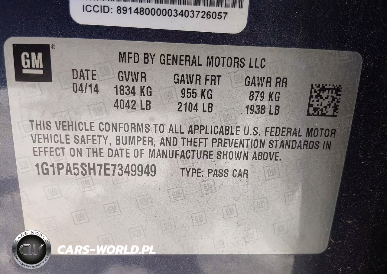 2014 Chevrolet Cruze Ls Auto VIN:1G1PA5SH7E7349949 - 9