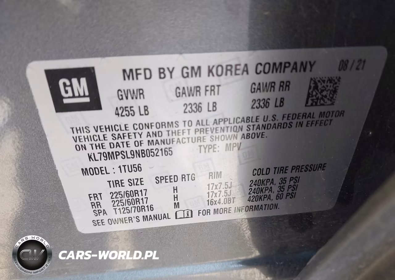 2022 Chevrolet Trailblazer Fwd Lt VIN:KL79MPSL9NB052165 - 9
