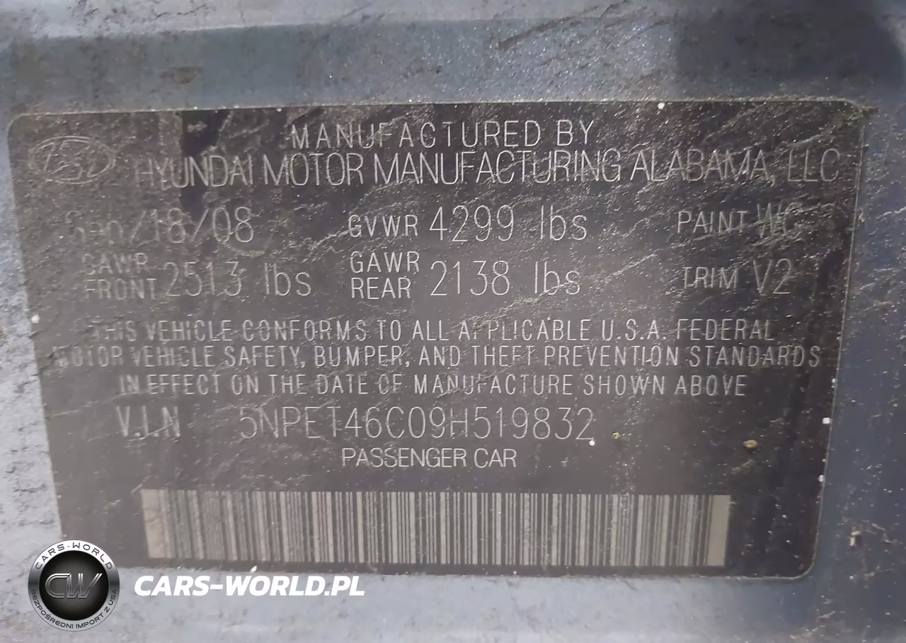 2009 Hyundai Sonata Gls VIN:5NPET46C09H519832 - 9