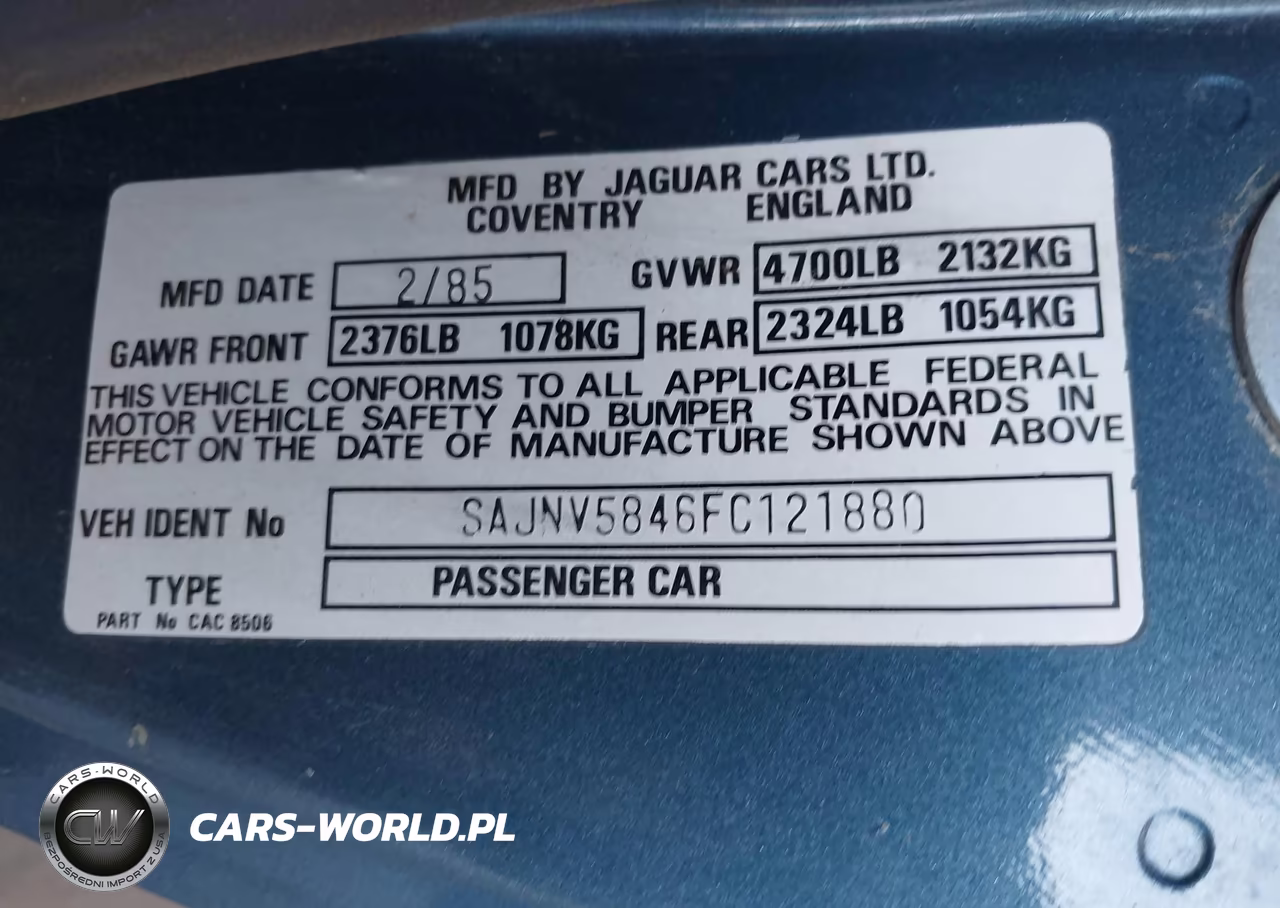 1985 Jaguar Xjs VIN:SAJNV5846FC121880 - 9