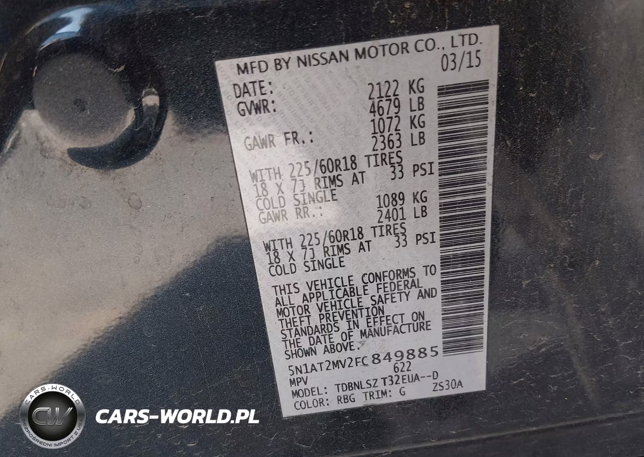2015 Nissan Rogue Sl VIN:5N1AT2MV2FC849885 - 9