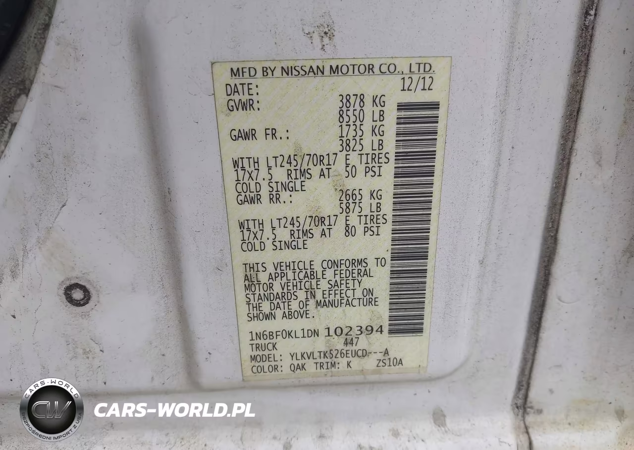2013 Nissan Nv Cargo Nv1500 Sv V6 VIN:1N6BF0KL1DN102394 - 9