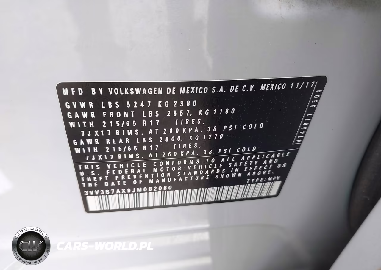 2018 Volkswagen Tiguan 2.0T Se-2.0T Sel VIN:3VV3B7AX9JM082080 - 9