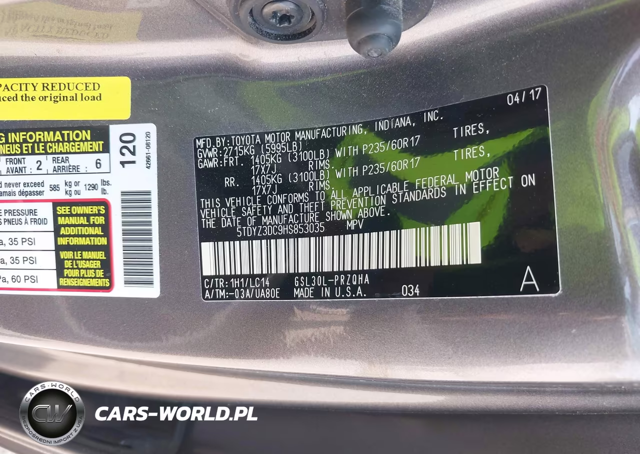 2017 Toyota Sienna Xle Premium 8 Passenger VIN:5TDYZ3DC9HS853035 - 9