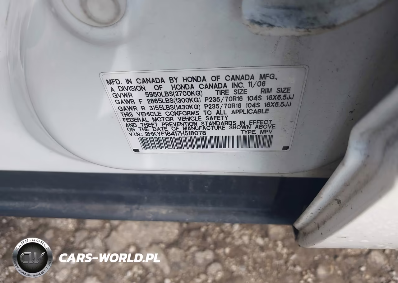 2007 Honda Pilot Ex VIN:2HKYF18417H518078 - 9