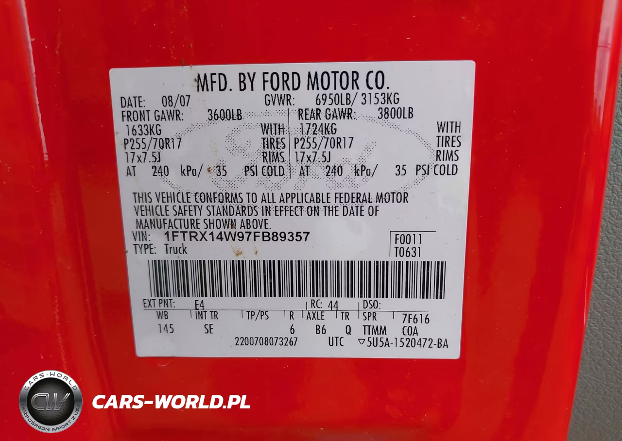 2007 Ford F-150 Fx4-Stx-Xl-Xlt VIN:1FTRX14W97FB89357 - 9