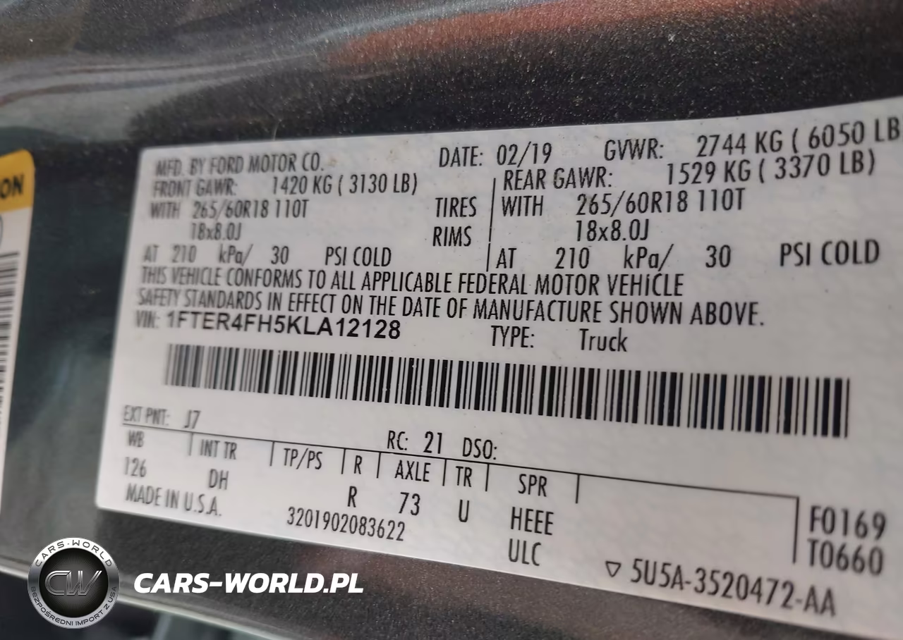 2019 Ford Ranger Lariat VIN:1FTER4FH5KLA12128 - 9